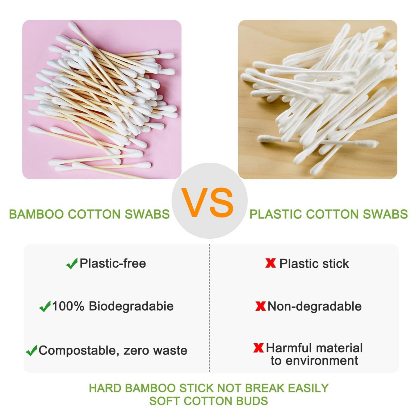 Allure Bamboo Cotton Swab - Ear Buds Pack of 1 (80pcs)