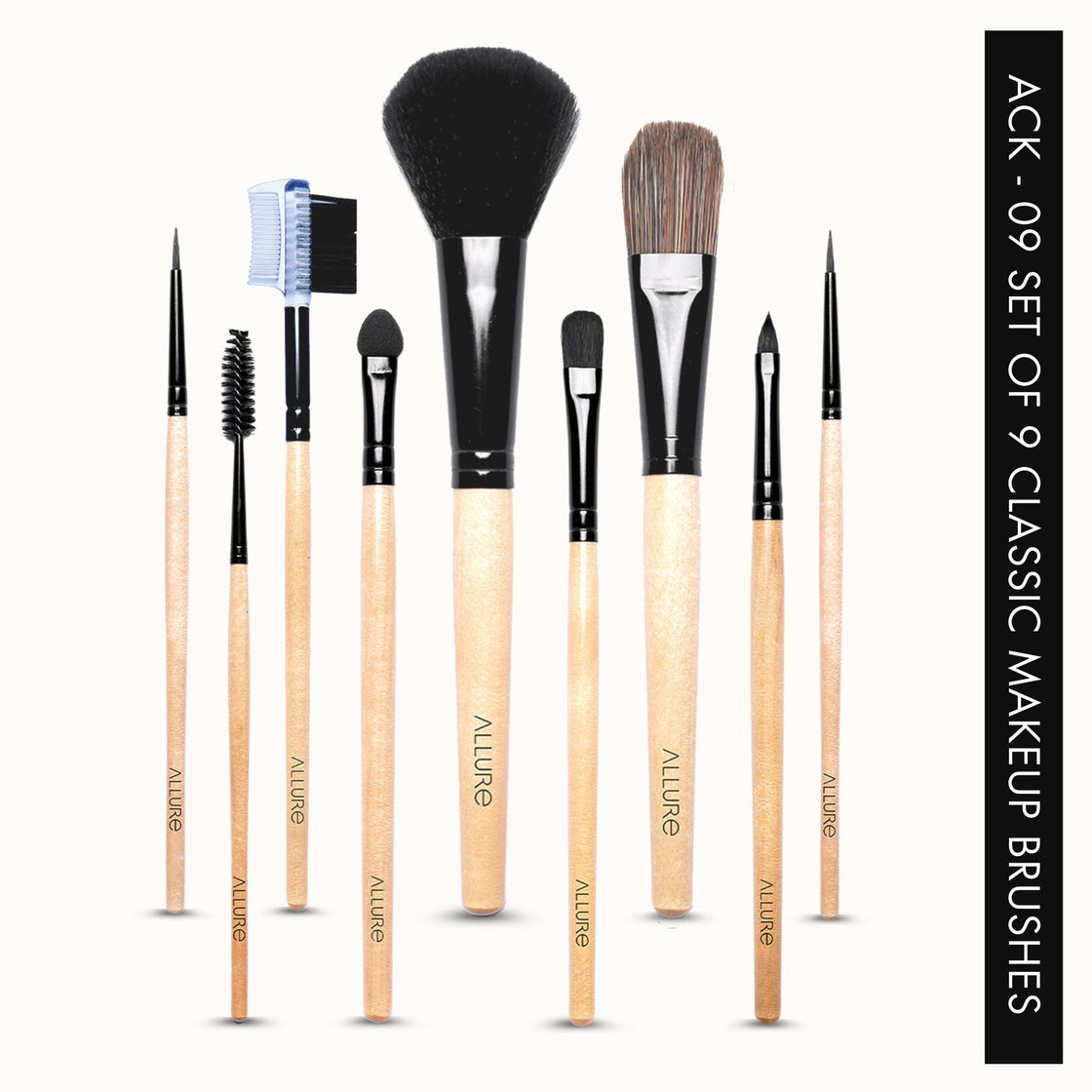 Allure Classic Makeup Brushes Pack Of 9 With Travel Pouch ( ACK-09 )