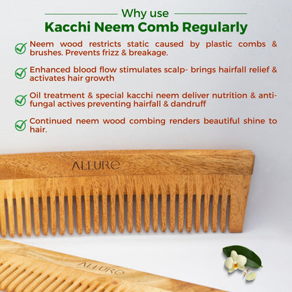 Allure Wooden Neem Comb CD-01 - Pack of 2