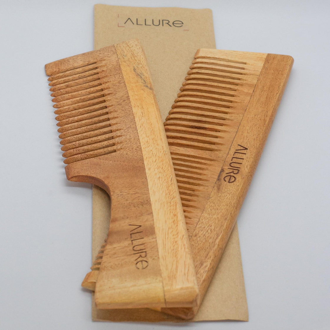 Allure Neem Wood Detangle Hair Combs (CD-02+CR-01)