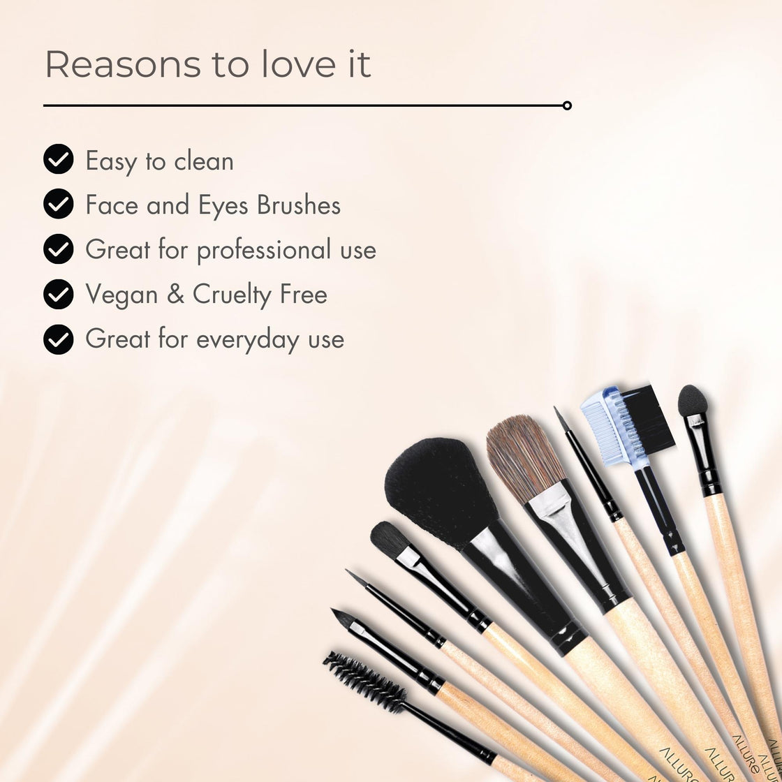 Allure Classic Makeup Brushes Pack Of 9 With Travel Pouch ( ACK-09 )