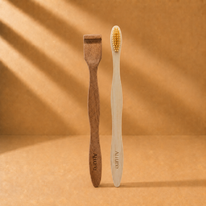 Allure Bamboo Toothbrush with Organic Tounge Cleaner (OT-02 + OTC)