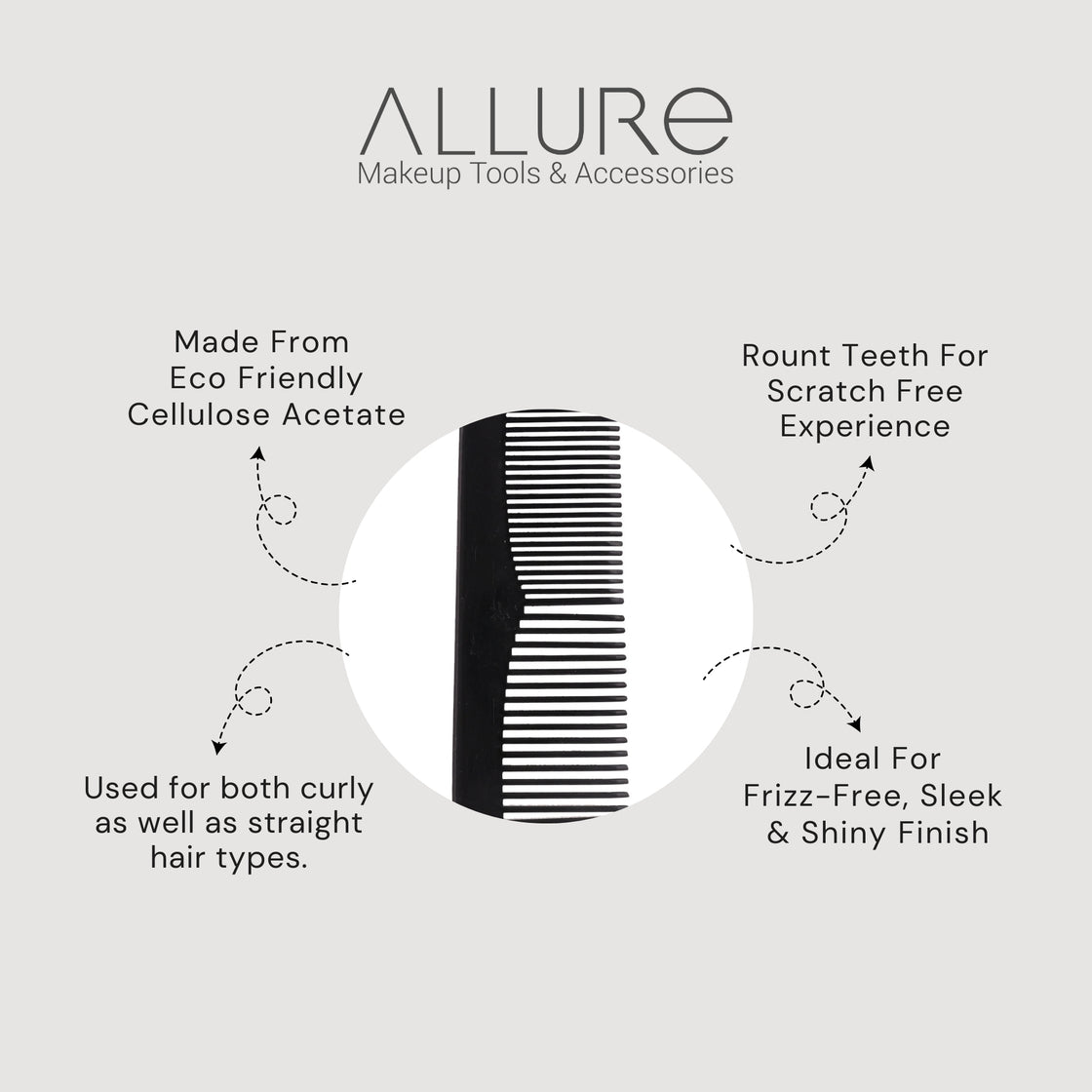 Allure Anti-Static Regular Hair Comb for Smooth & Frizz-Free Styling(HMC_B_21)