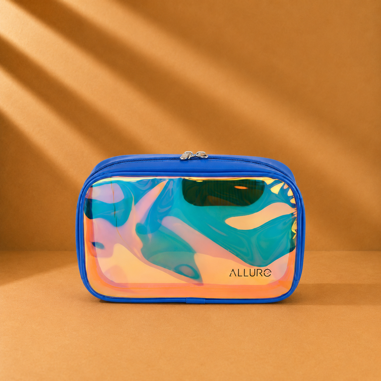 Allure Small Blue Holographic Makeup Pouch | Cosmetic Bag & Travel Organizer
