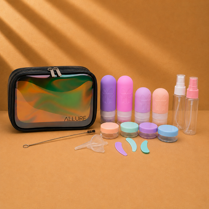 Allure Travel Bottle Set with Cosmetic Storage Bag