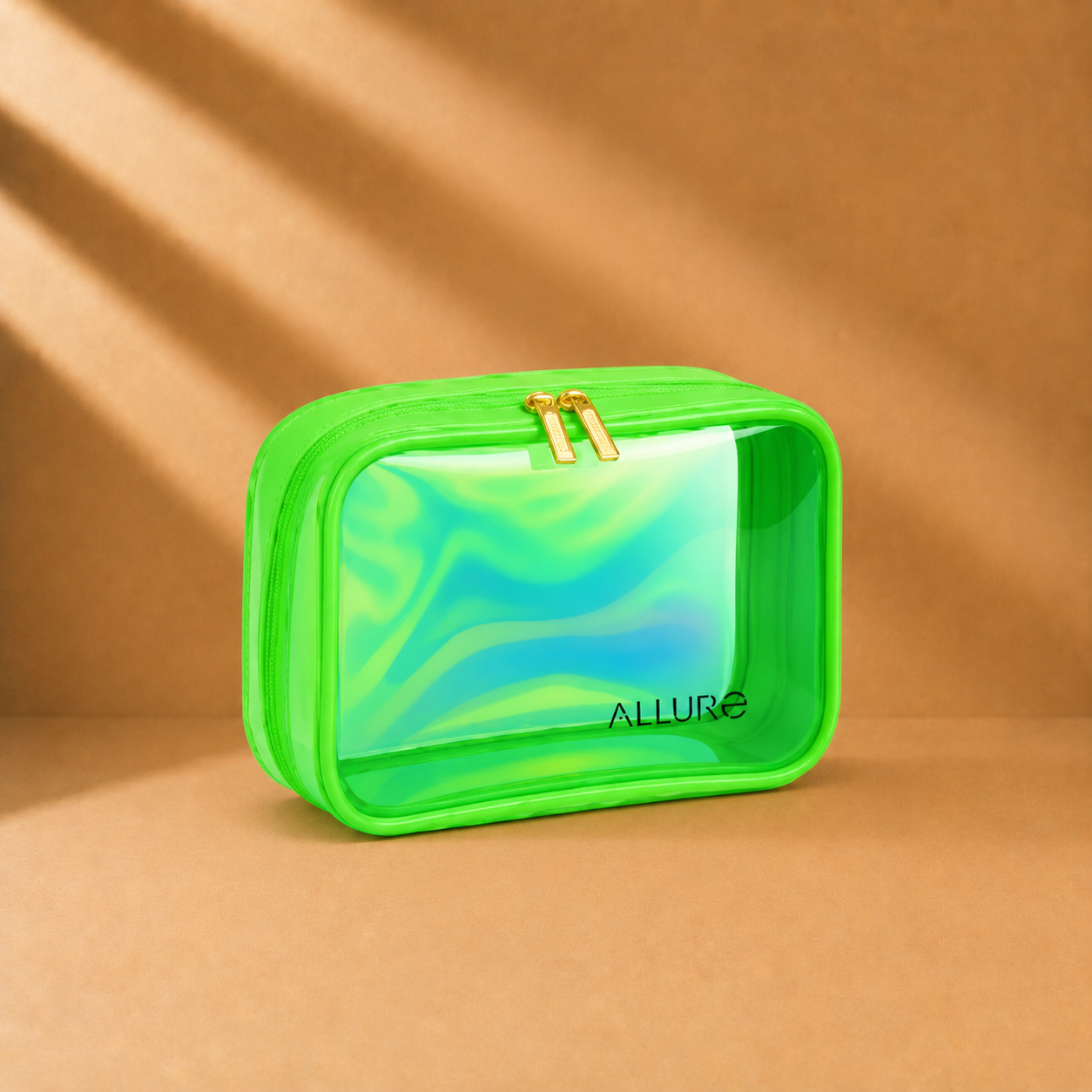 Allure small Green Holographic Makeup Pouch | Cosmetic Bag & Travel Organizer