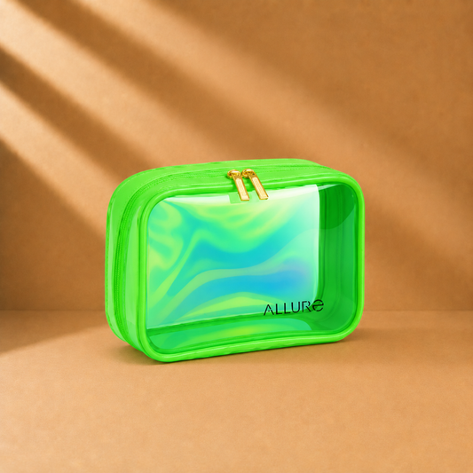 Allure small Green Holographic Makeup Pouch | Cosmetic Bag & Travel Organizer