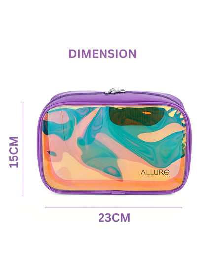 Allure Small Purple Holographic Makeup Pouch | Cosmetic Bag & Travel Organizer