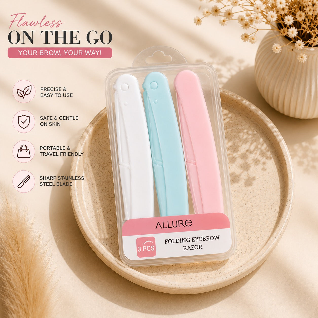 Allure Eyebrow & Facial Razor for Women – Pack of 3