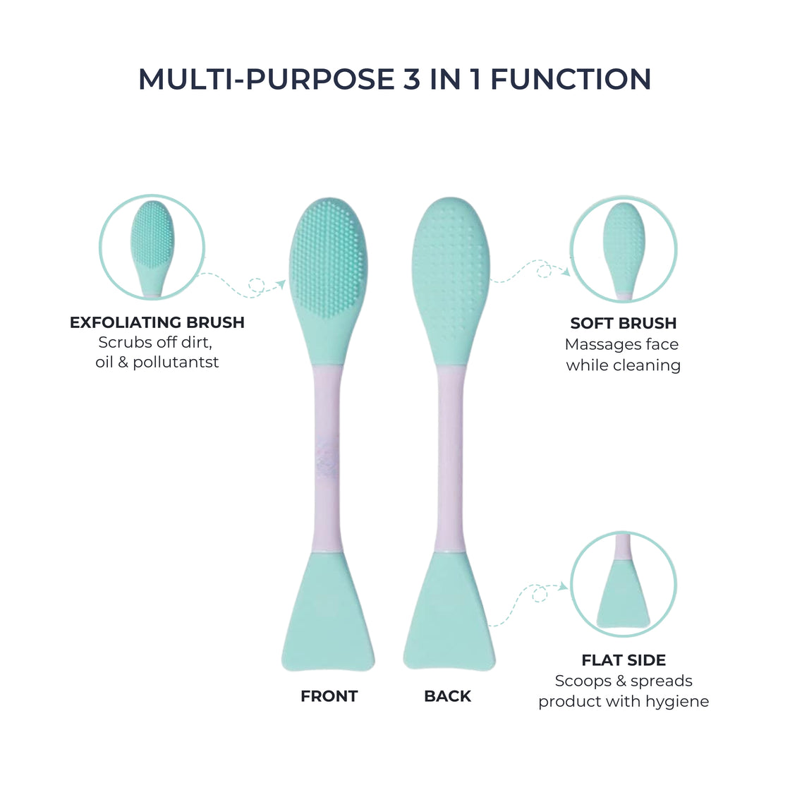 Allure Dual-Sided Face Cleansing Brush & Mask Applicator - Pack Of 2