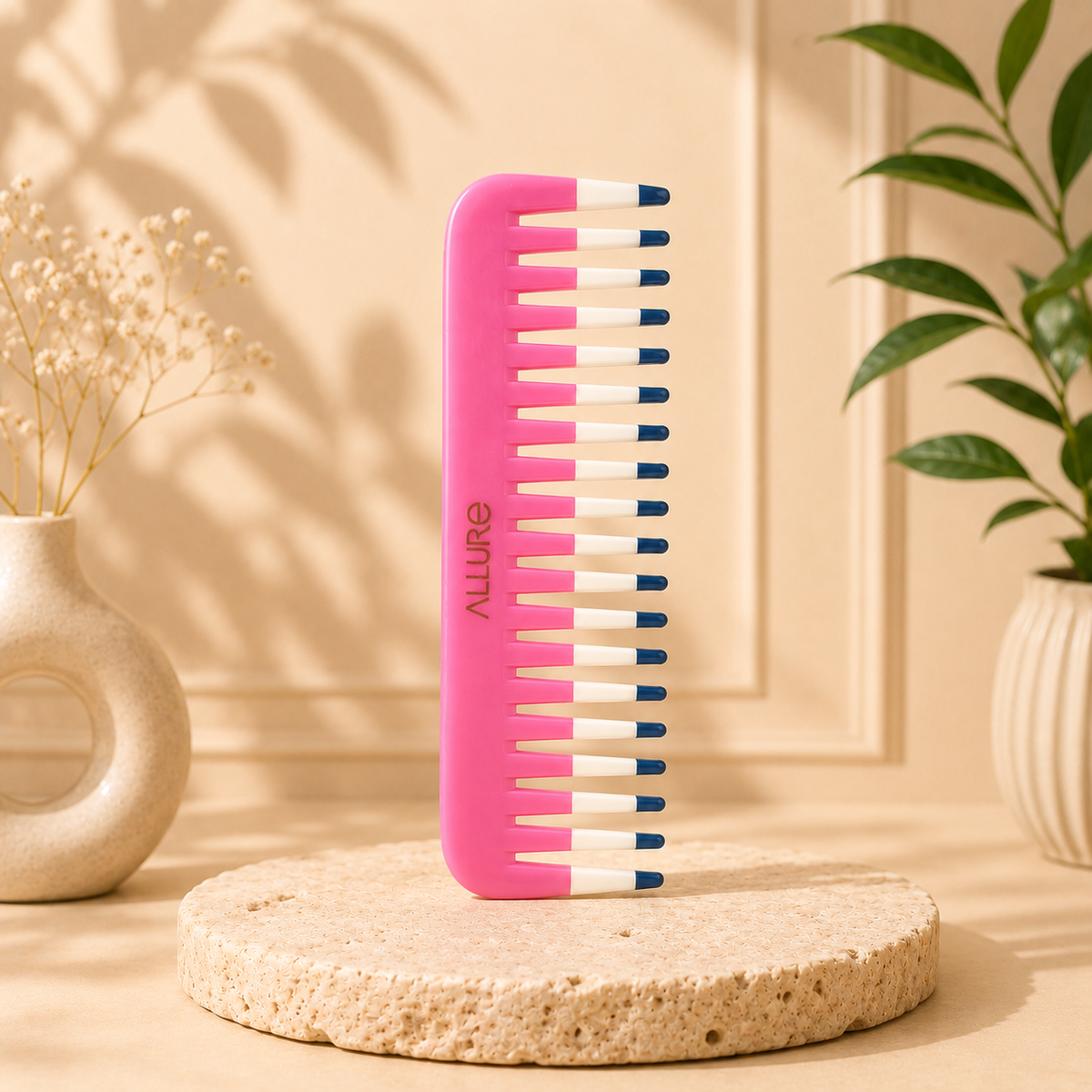 Allure Triple Tip Hair Styling Comb for Parting – Pink