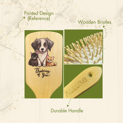 Allure Personalised wooden paddle hair brush with sloth print