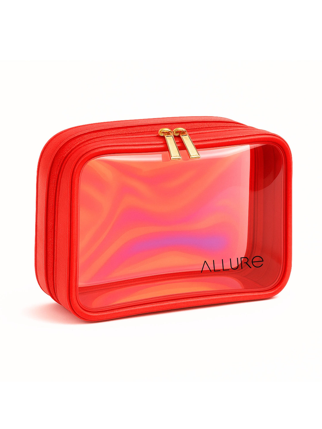 Allure Small Red Holographic Makeup Pouch | Cosmetic Bag & Travel Organizer