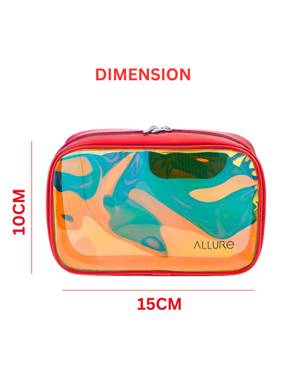 Allure Small Red Holographic Makeup Pouch | Cosmetic Bag & Travel Organizer