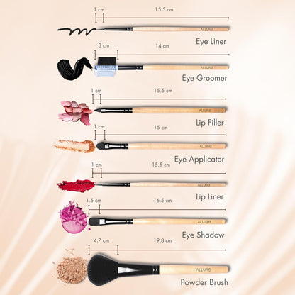 Allure Classic Ack-12 Pack Of 12 Makeup Brush Set With Travel Pouch