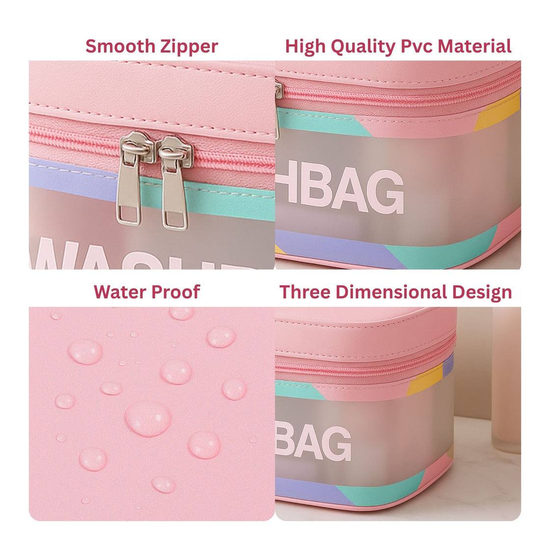 Allure Washbag Kit For Travelling - Pink