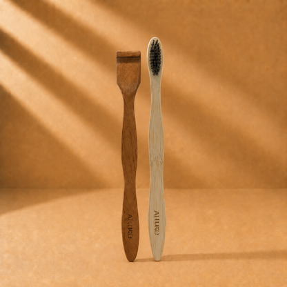 Allure Bamboo Toothbrush with Organic Tounge Cleaner (OT-01 + OTC)