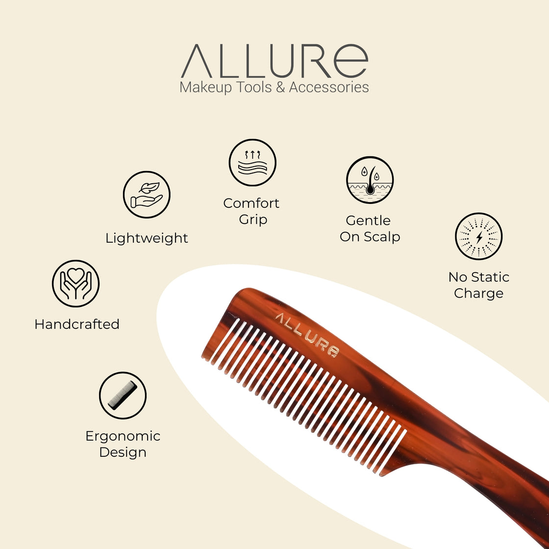Allure Handcrafted Anti-Static Fine Tooth Styling and Detangling Comb - HMC_T_09