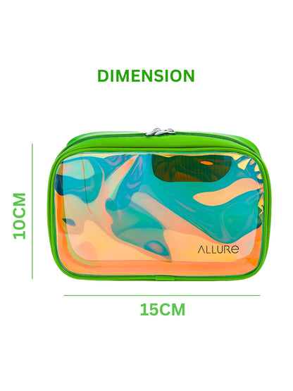 Allure small Green Holographic Makeup Pouch | Cosmetic Bag & Travel Organizer