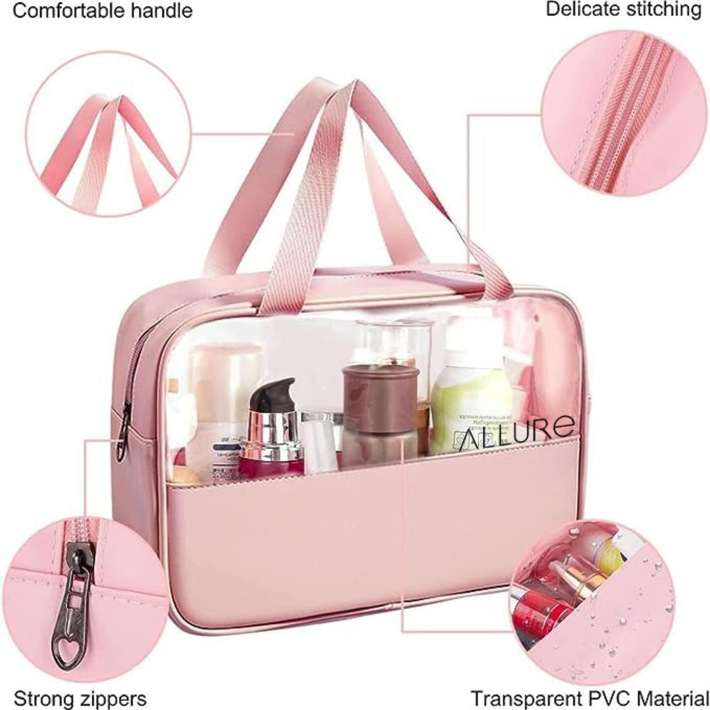 Allure Pack of 3 Toiletry Bag Pink