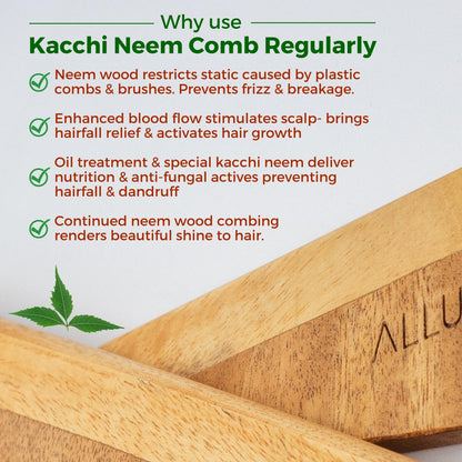 Allure Wooden Neem Comb CD-02 - Pack of 2