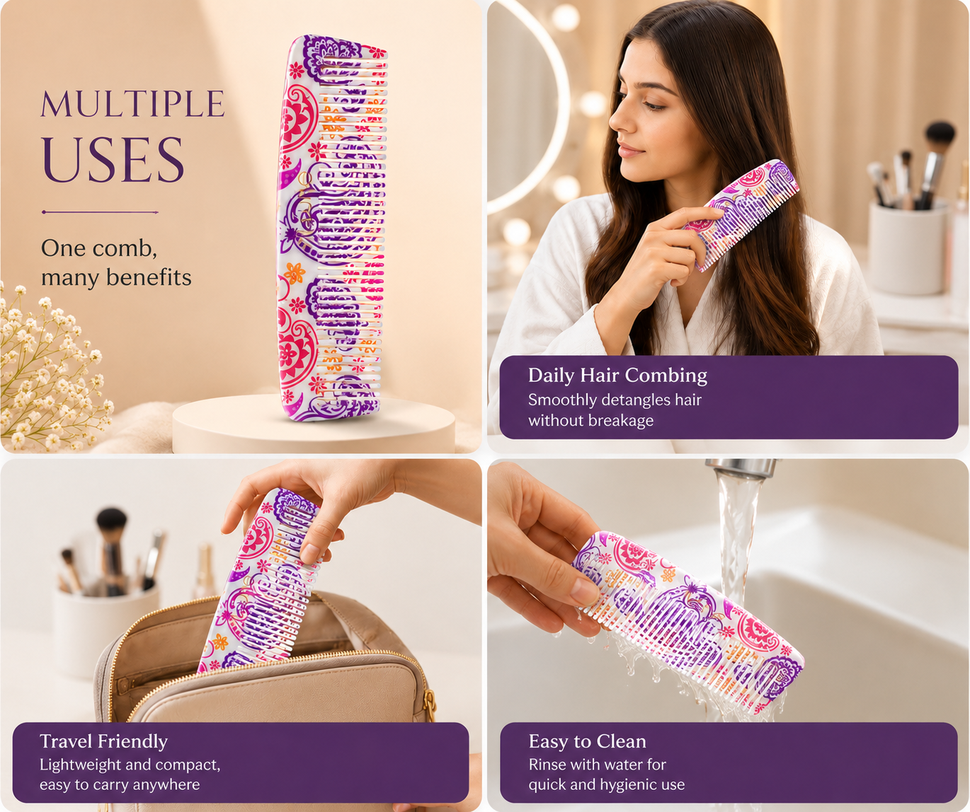 Allure 3D Tail Hair Comb for Precise Styling & Parting