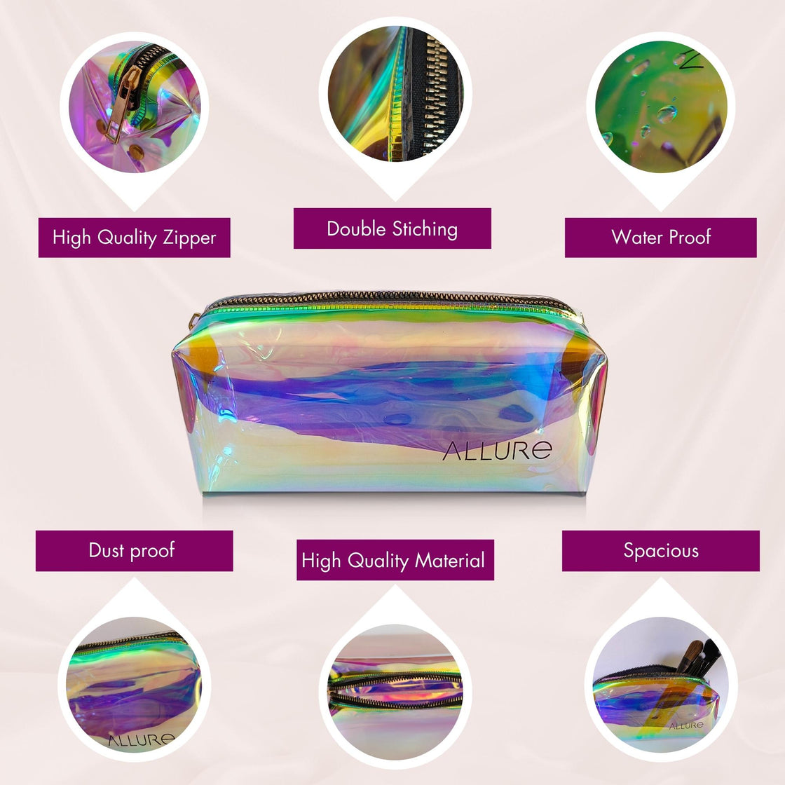 Allure Holographic Cosmetic Pouch