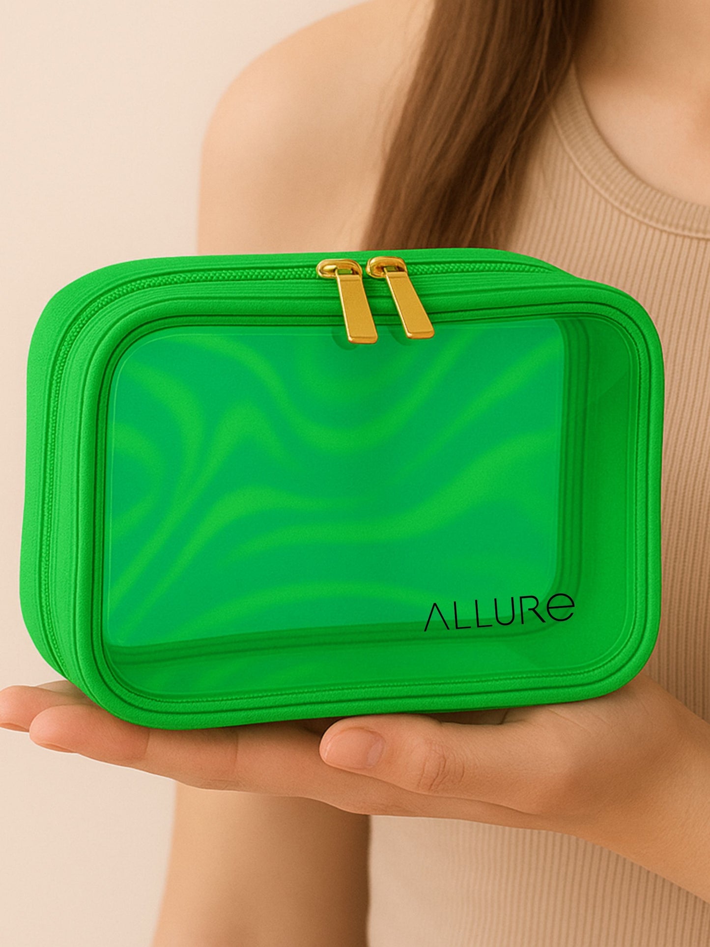 Allure small Green Holographic Makeup Pouch | Cosmetic Bag & Travel Organizer