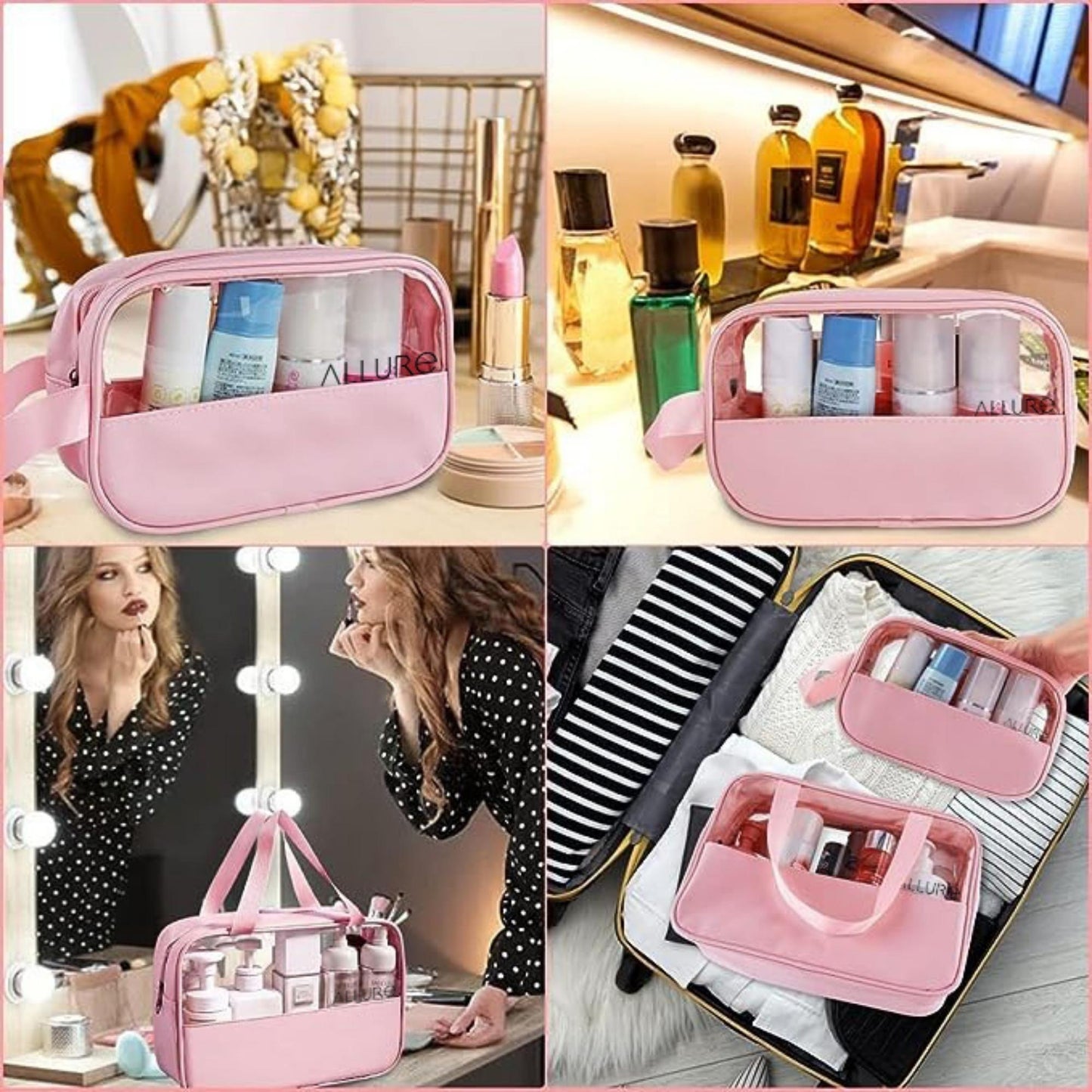 Allure Pack of 3 Toiletry Bag Pink