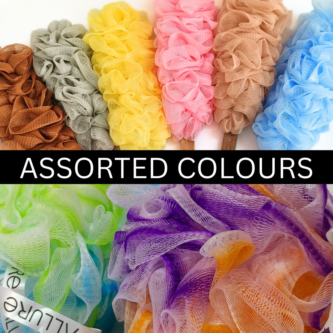 Allure wooden Bath Brush & Loofah Set (Pack of 2 Assorted Dual Colors Loofha)