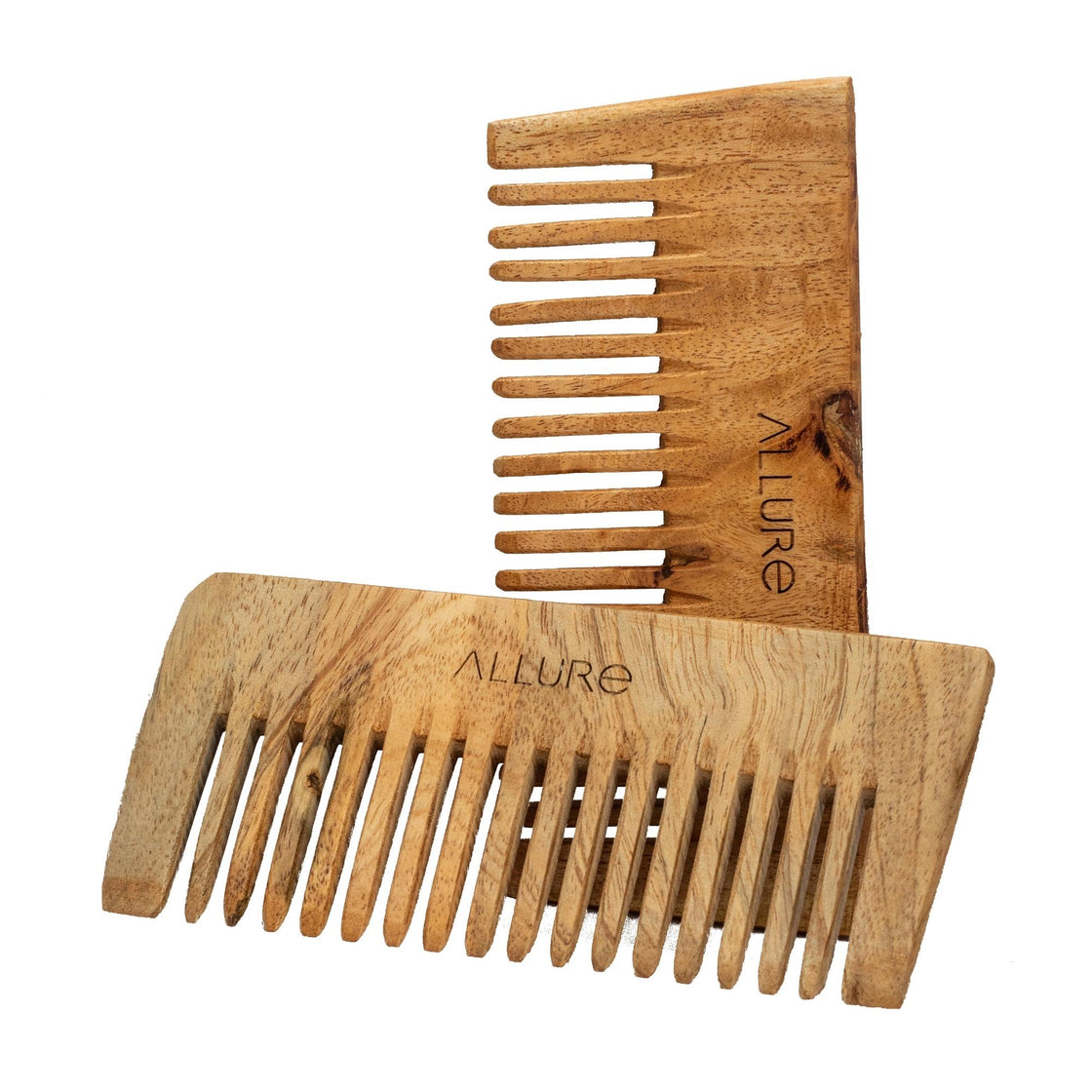 Allure Neem Wood Pack of 2 Shampoo Hair Combs (CS-02)