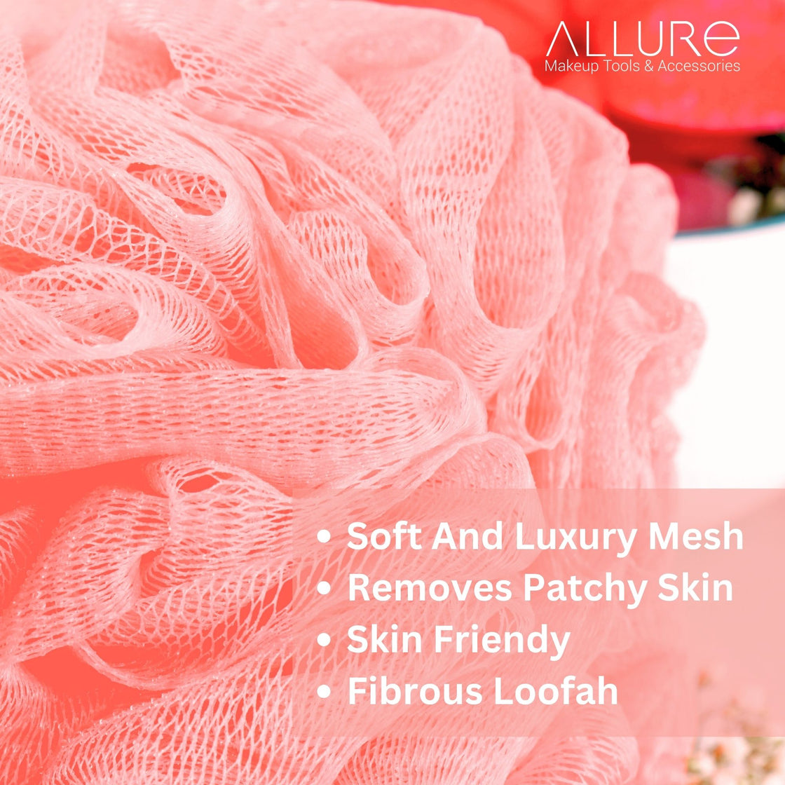 Allure wooden Bath Brush & Loofah Set (Pack of 2 Assorted Dual Colors Loofha)