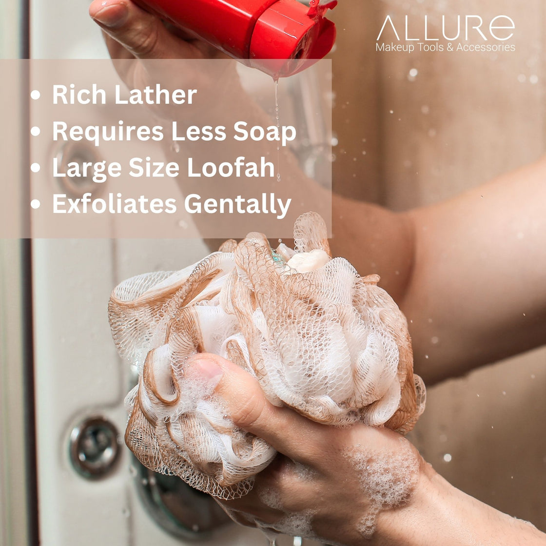 Allure wooden Bath Brush & Loofah Set (Pack of 2 Assorted Dual Colors Loofha)