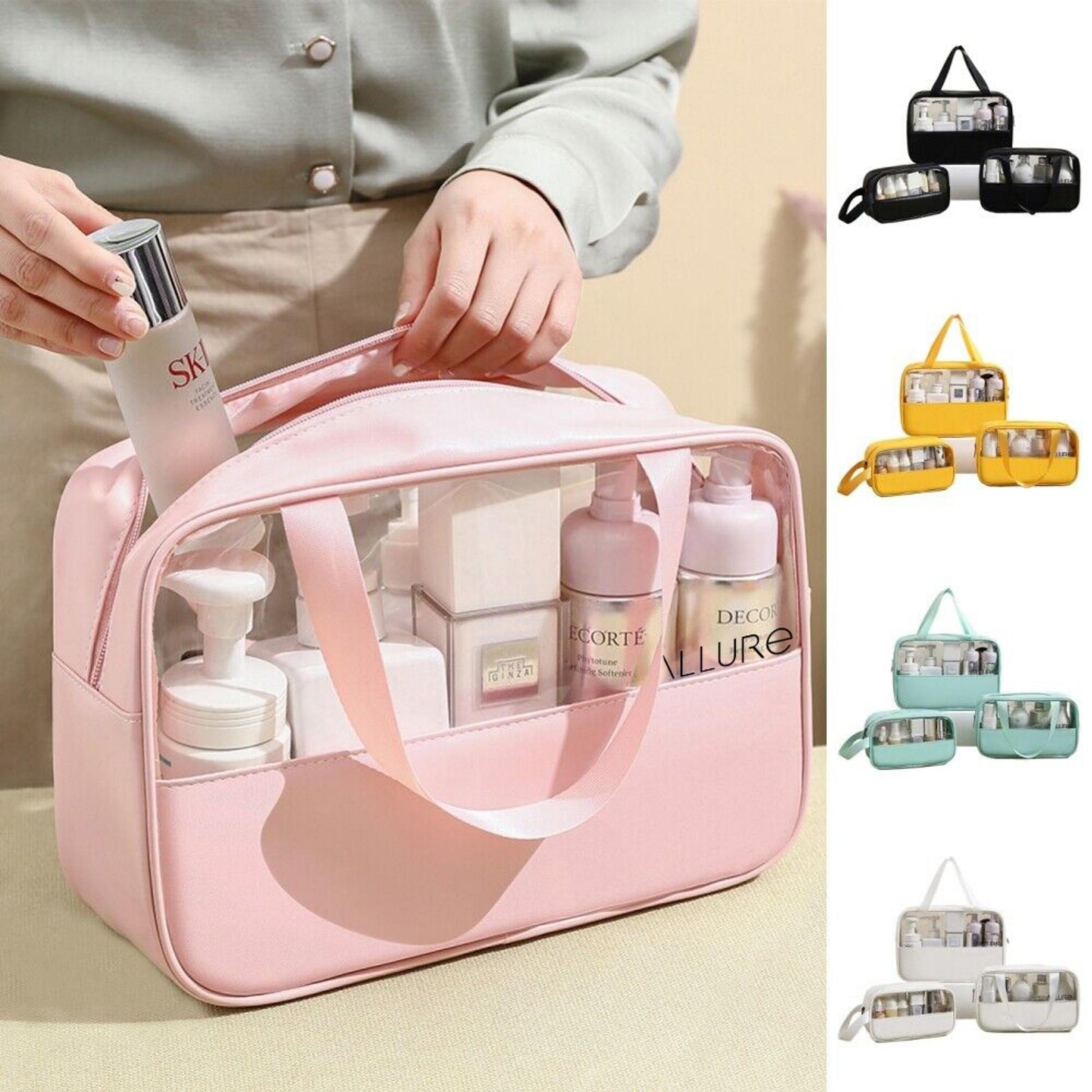 Allure Pack of 3 Toiletry Bag Pink