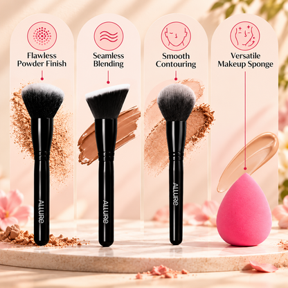 Allure Premium Makeup Brush Set of 8 + Free Beauty Blender