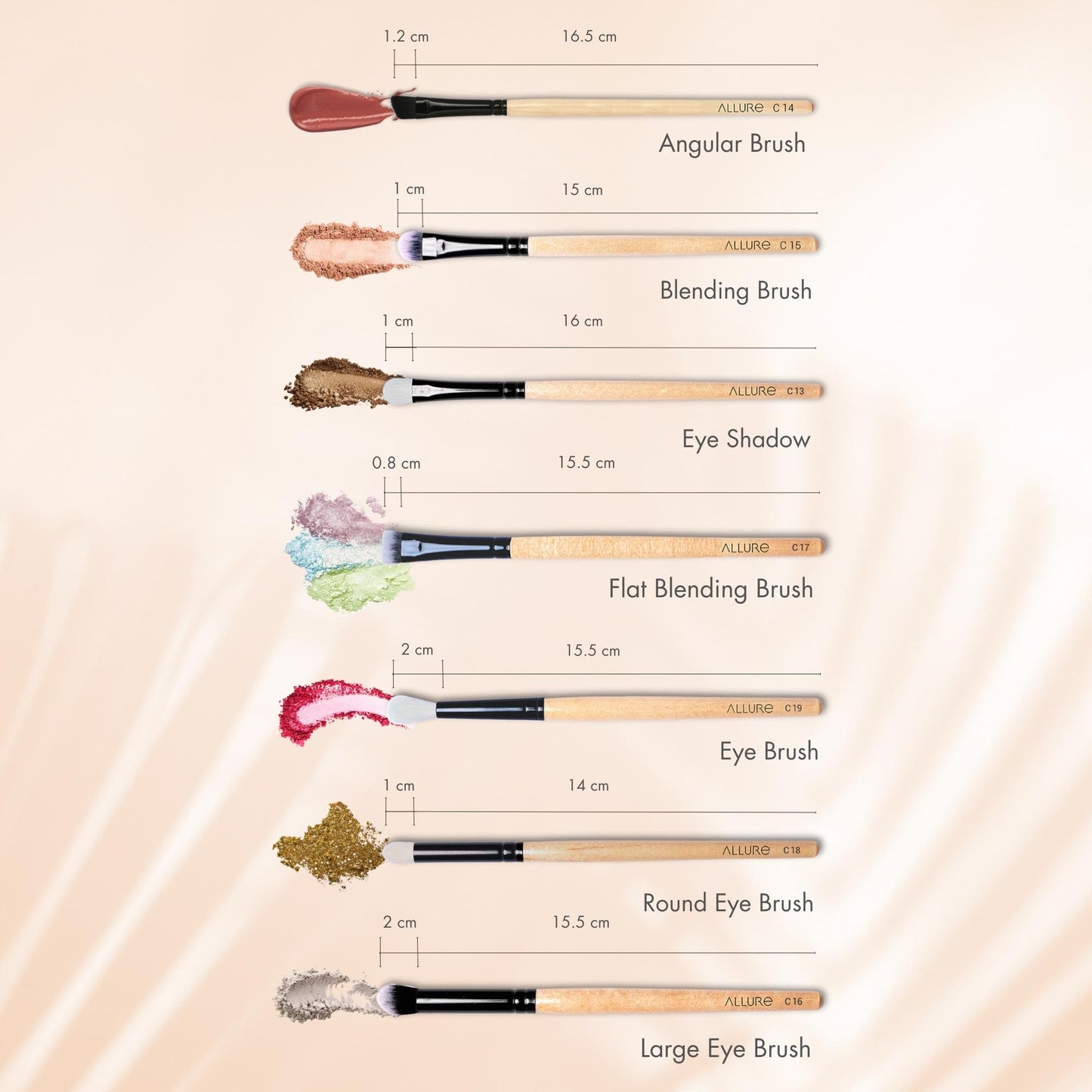 Allure Makeup Brush Set (pack Of 19 Brushes)