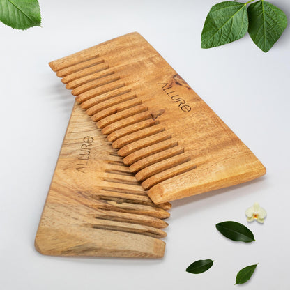 Allure Wooden Neem Comb CS-02 - Pack of 2