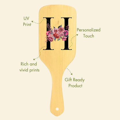 Allure Personalised wooden paddle hair brush with letter H