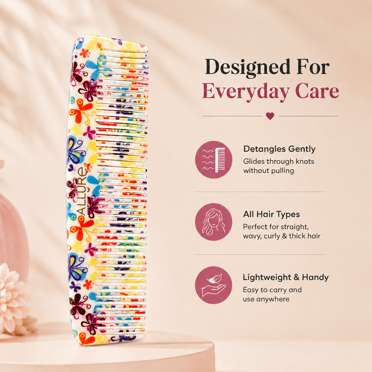 Allure 3D Tail Comb with Precision Tip for Hair Styling