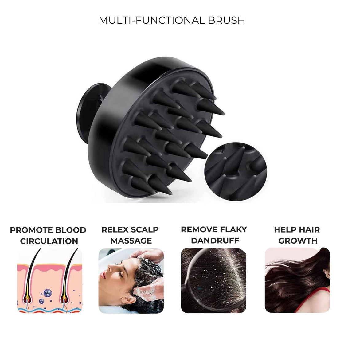 Allure Round Hair Scalp Massager & Shampoo Brush - Color May Vary
