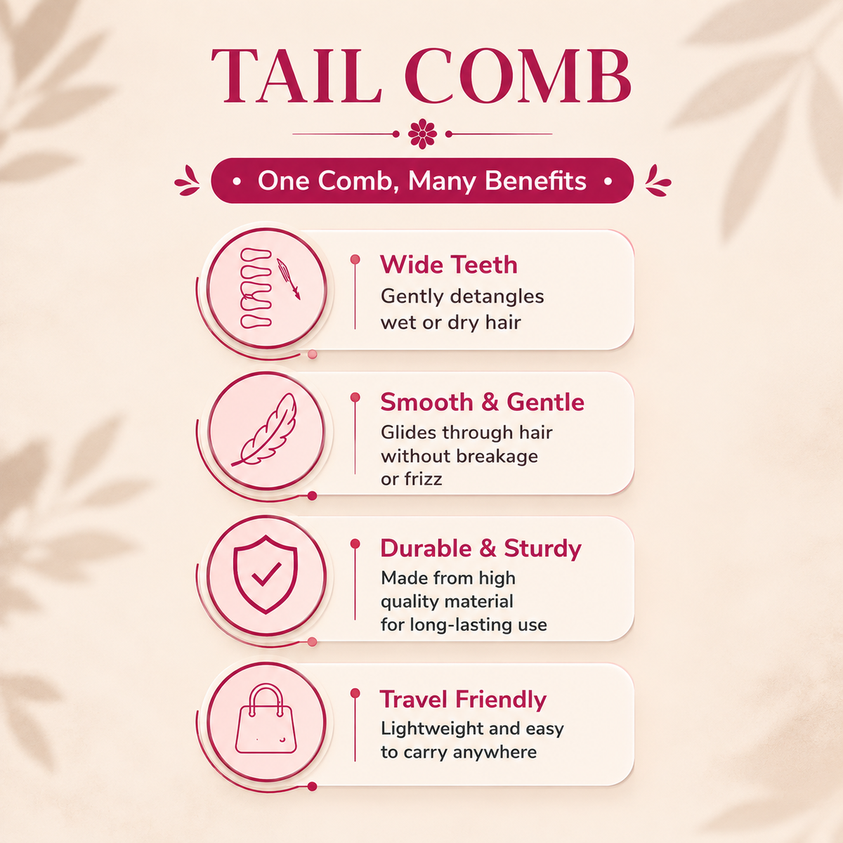 Allure 3D Tail Hair Comb for Precise Styling & Parting(T-02)