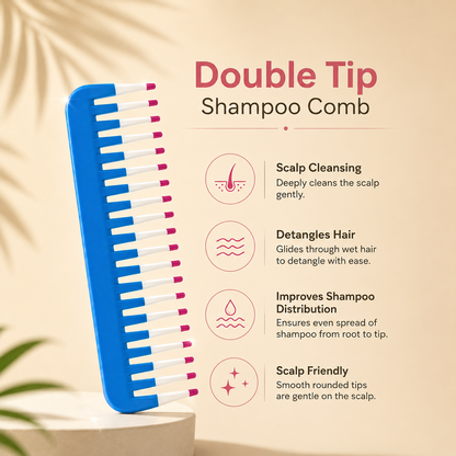 Allure Triple-Tip Professional Hair Styling & shampoo comb – blue