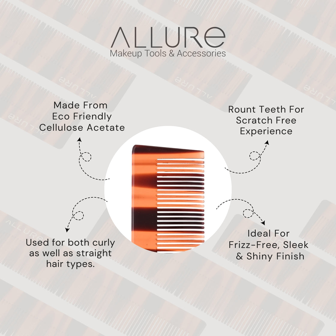Allure Handcrafted Anti-Static Hair Comb for Frizz Control (HMC_T_15)