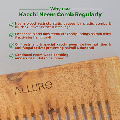Allure Neem Wood Shampoo Hair Comb (CS-02)