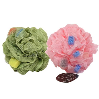 Allure Bathing Sponge Loofah - Pack of 2 L Size Assorted Color Loofhas