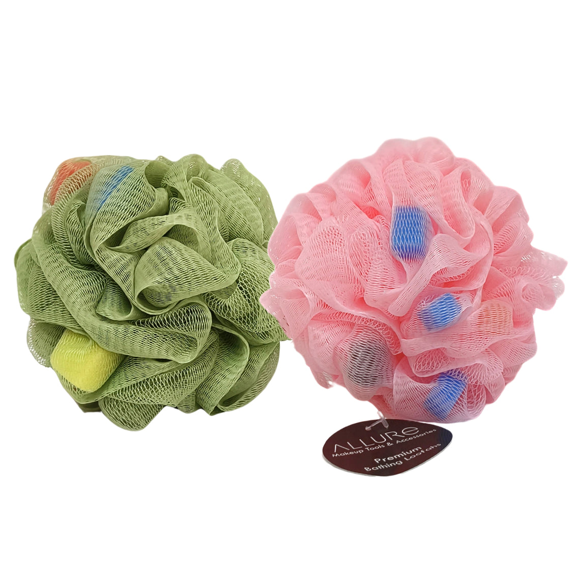 Allure Bathing Sponge Loofah - Pack of 2 L Size Assorted Color Loofhas