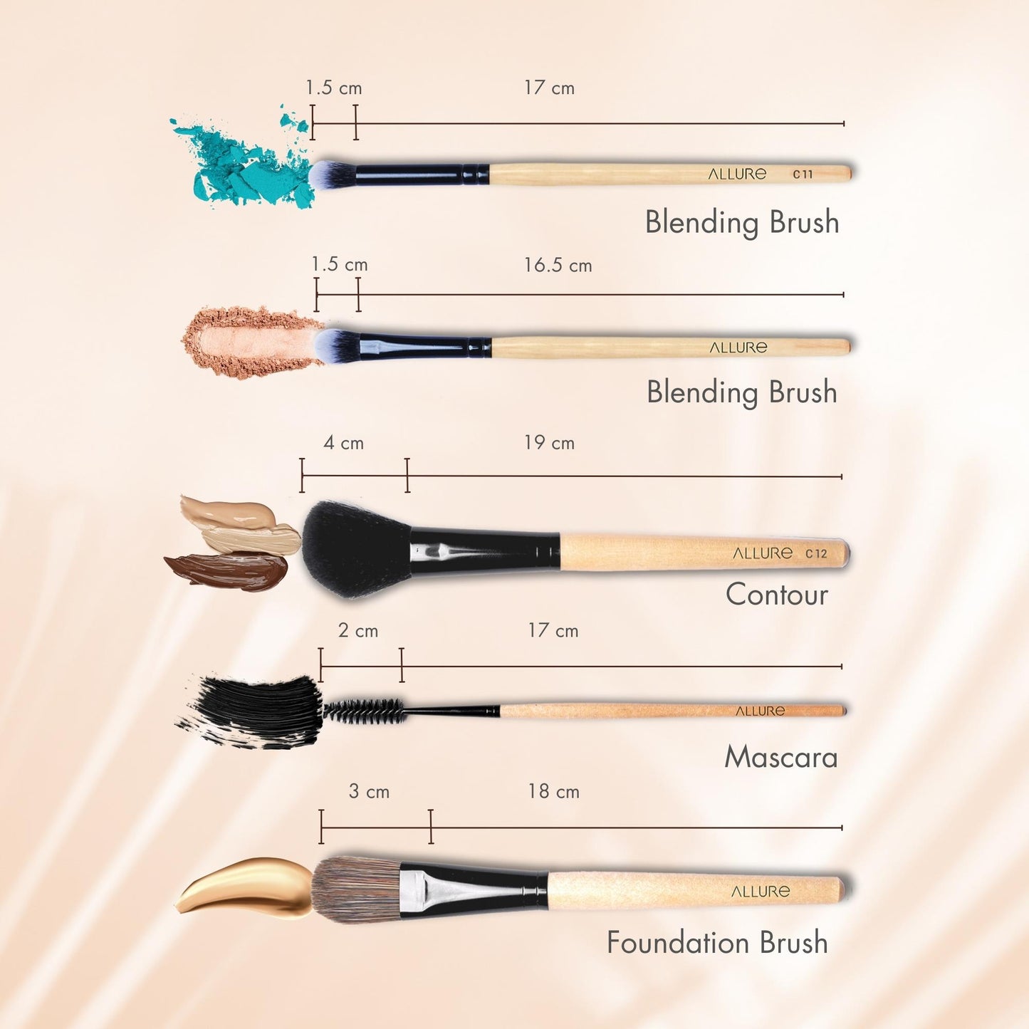 Allure Makeup Brush Set (Pack Of 25 Brushes)