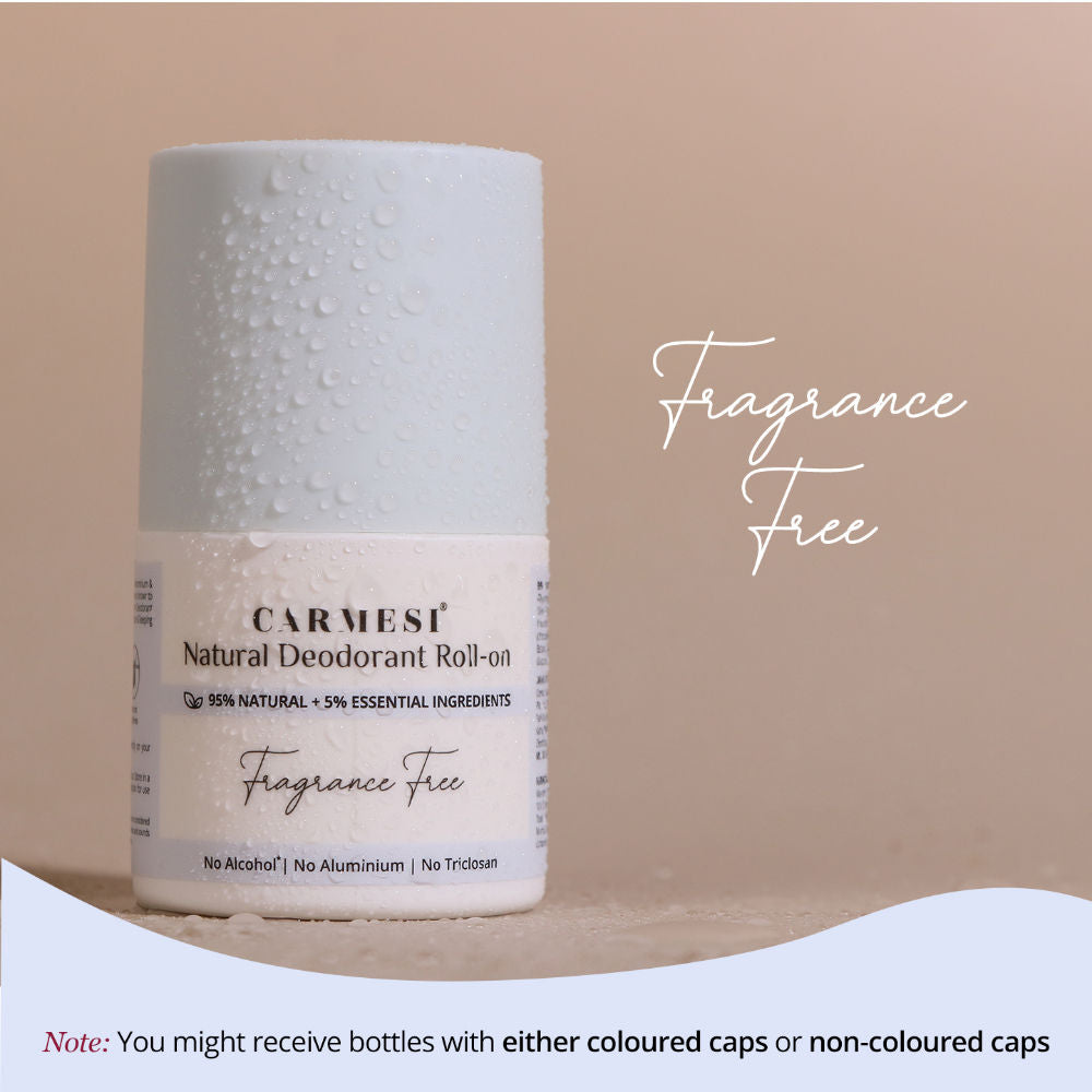 Carmesi Natural Deodorant Roll-on for Women - 95% Natural - No Aluminium - Fragrance Free - 50 ml