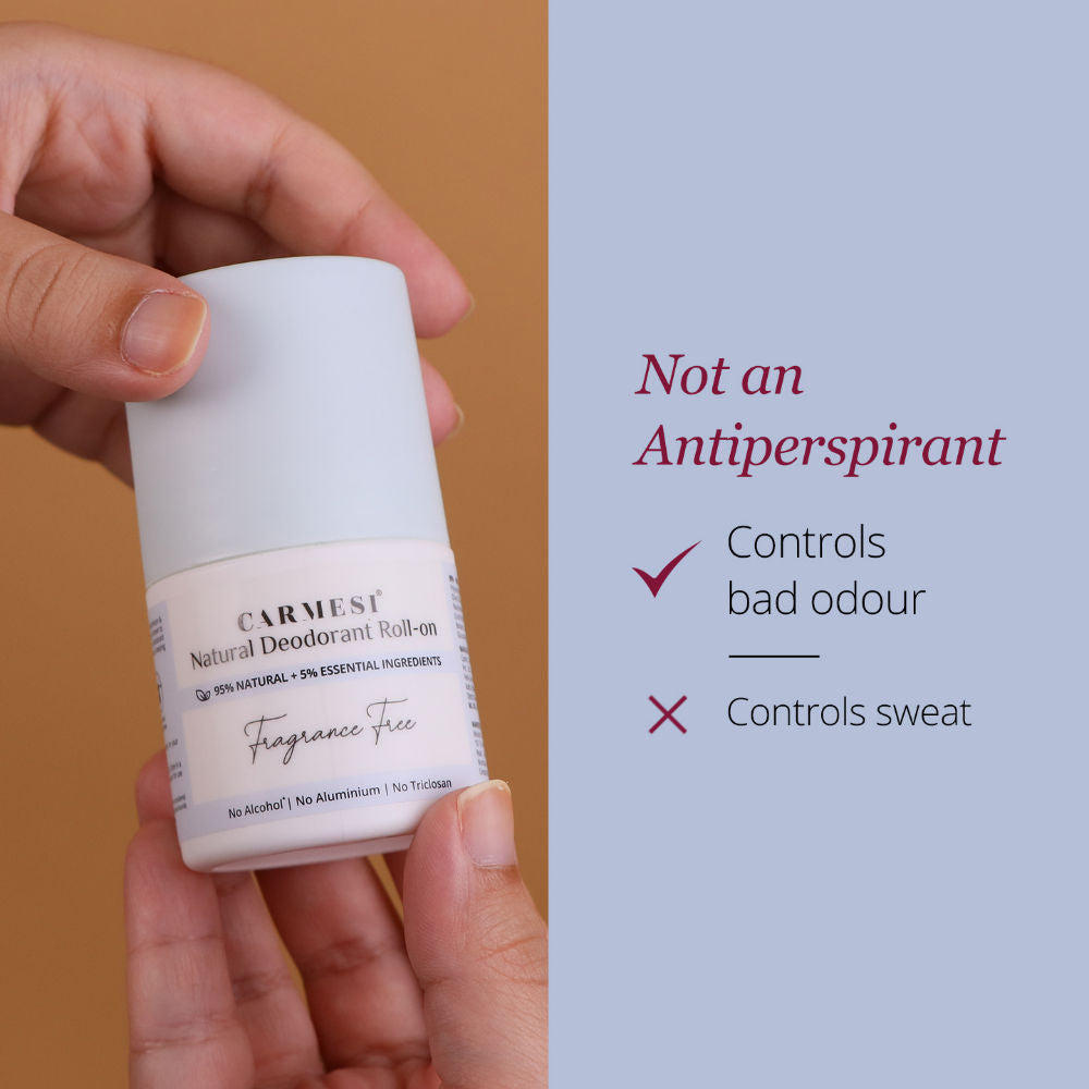 Carmesi Natural Deodorant Roll-on for Women - 95% Natural - No Aluminium - Fragrance Free - 50 ml