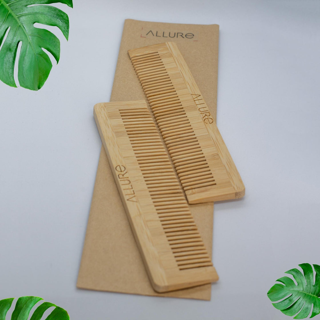 Allure Neem Wood Bamboo Pocket Hair Combs (CB-01 Pack of 2)